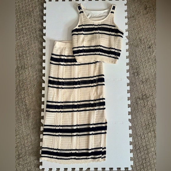 Freshman 1996 Dresses & Skirts - Cream and Black Striped Set